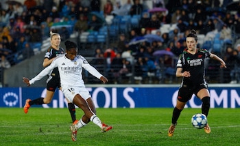 Linda Caicedo scores against Arsenal