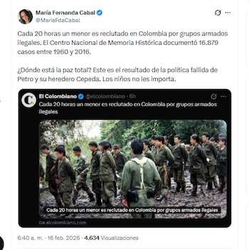 María Fernanda Cabal cuestionó al