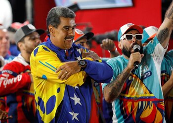 Venezuelan President Nicolas Maduro celebrates