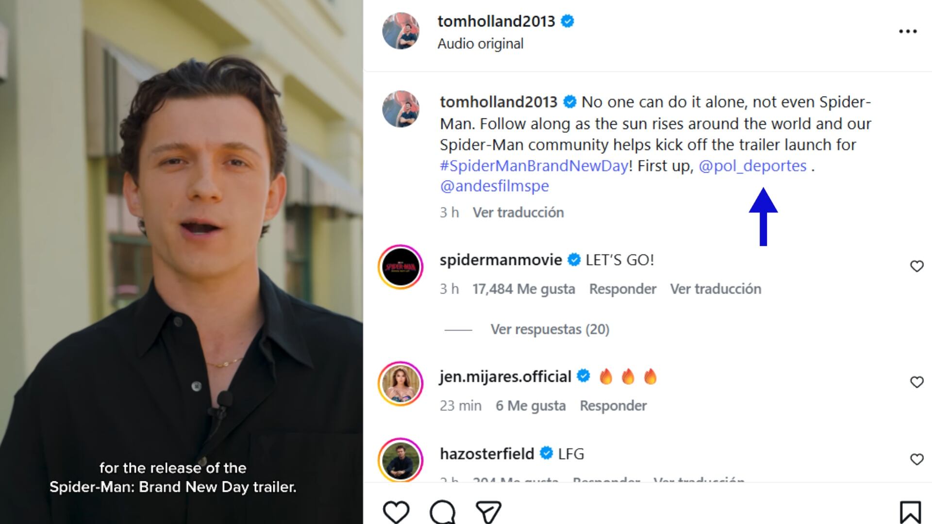 Tom Holland lanza campaña global para estrenar el tráiler de