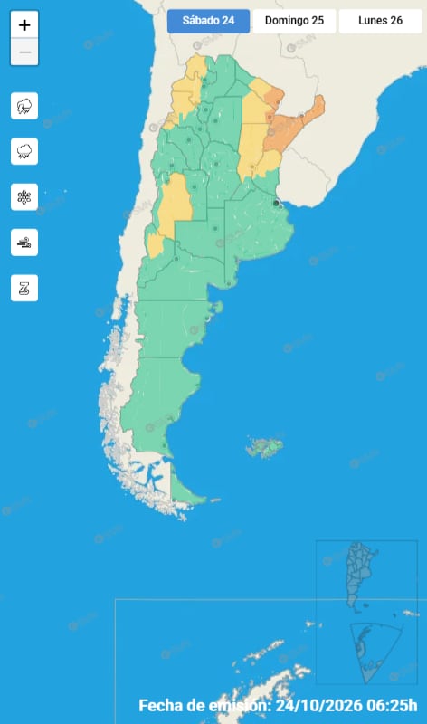 La alerta naranja por tormentas persistirá en gran parte del Litoral (Servicio Meteorológico Nacional)