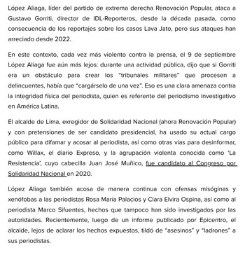 Amenazas de muerte, ataques y