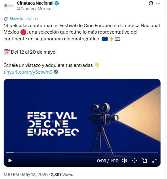 Cineteca Nacional a través de su cuenta oficial de X. (captura de pantalla)