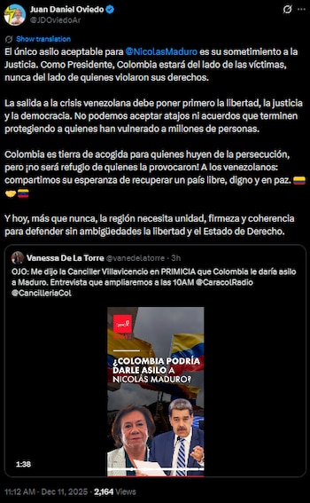 Juan Daniel Oviedo afirmó que