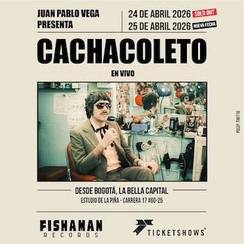 Juan Pablo Vega presenta Cachacoleto en dos conciertos íntimos en el Estudio de la Piña los días 24 y 25 de abril de 2026 - crédito cortesía Ramos García Comunicaciones