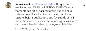 Ana María Saavedra pidió a Petro respetar su duelo - crédito @gustavopetrourrego/IG