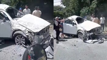 El vehículo perdió el control y cayó desde una barranca, arrasando árboles y atropellando a un peatón en la avenida El Poblado - crédito redes sociales