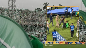 Junior salió del estadio Atanasio Girardot en tanqueta tras coronarse campeón del fútbol colombiano ante Atlético Nacional