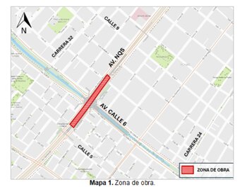 El puente vehicular de la avenida NQS con calle 6 tendrá cierre total en dos etapas durante julio de 2025 - crédito Secretaría de Movilidad