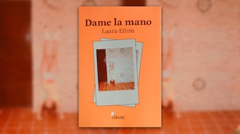 Una portada de libro de color naranja con el título Dame la mano, el autor Laura Efrón y una fotografía instantánea de una niña.