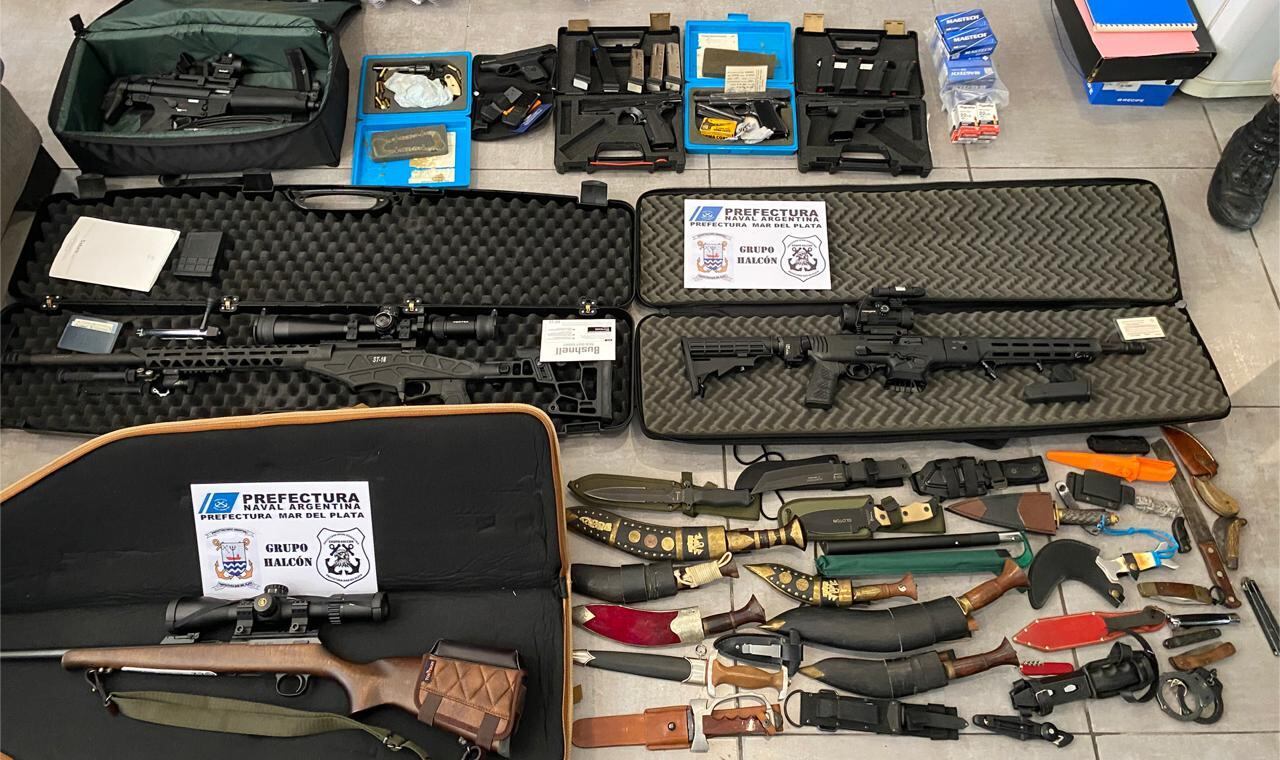 Las armas incautadas en los allanamientos