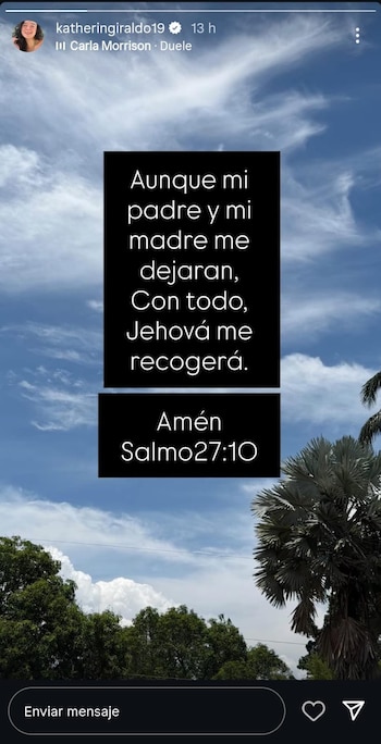 Katherin Giraldo hizo alusiones a su distanciamiento con su padre, Guillermo Giraldo, en medio del luto por la muerte de su tía - crédito @katheringiraldo19/Instagram