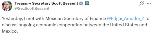 El Departamento del Tesoro de Estados Unidos destacó la importancia de reforzar la cooperación financiera con México.