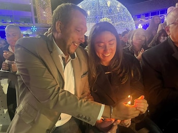 Pareja de Mikhail Krasnov, el ruso alcalde de Tunja