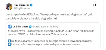 Roy Barreras acusó a De la Espriella de tener una campaña degradante - crédito @RoyBarreras/X