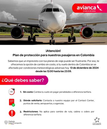 Avianca reportó retrasos por condiciones