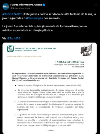 El Caso Melanie ha causado una serie de controversias en México, pues los ciudadanos exigen justicia al acto violento que suscitó la joven
Crédito: @Tu_IMSS y @Universidad Autónoma de Tamaulipas