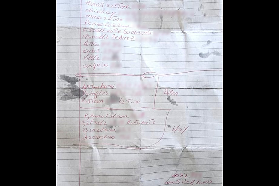 La lista de los domicilios marcados por la banda