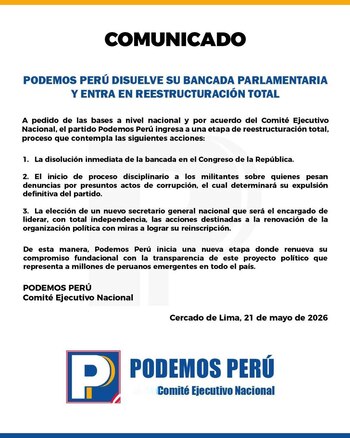 Comunicado de Podemos Perú