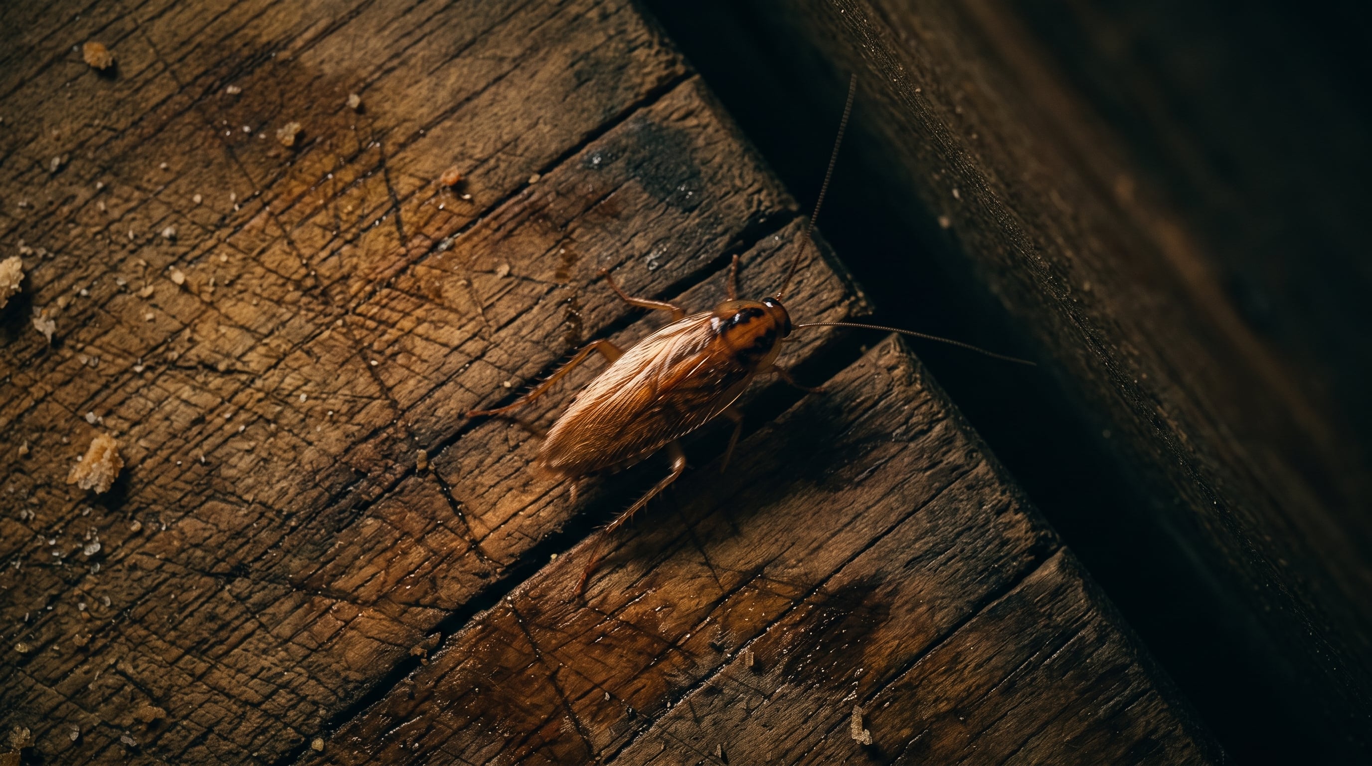 Una cucaracha alemana camina sobre una tabla de picar de madera desgastada por el uso. (Imagen Ilustrativa Infobae)