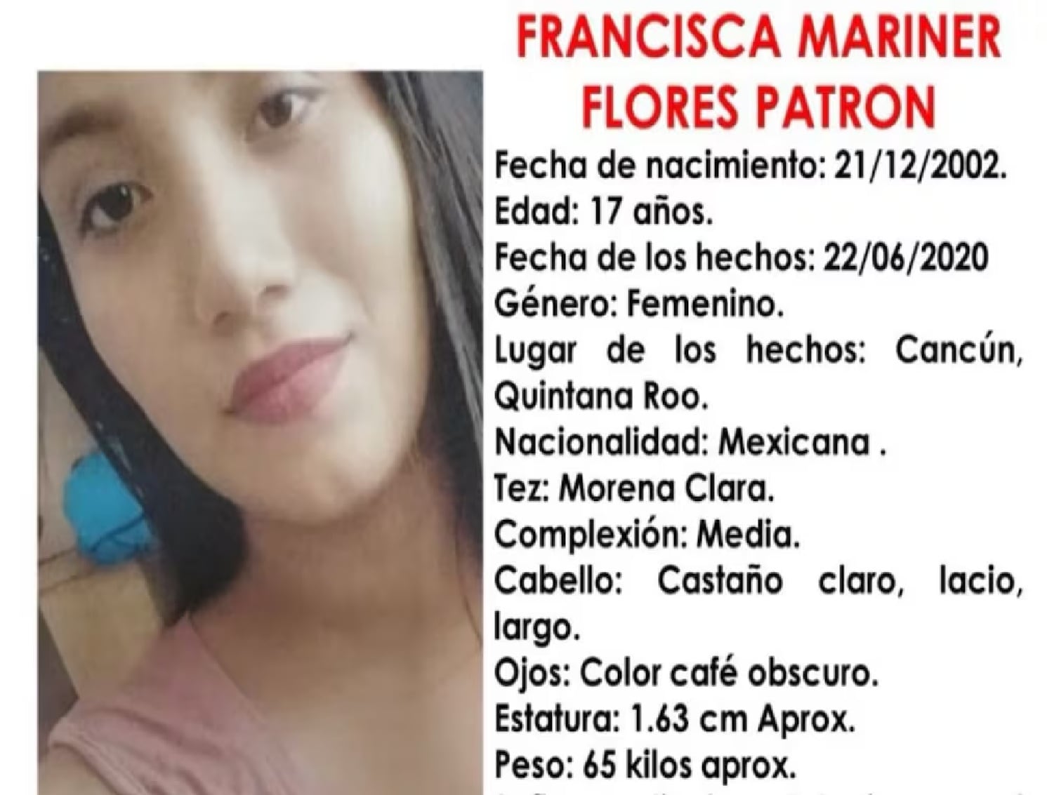 Feminicidio Francisca Flores patrón en 2020, su madre María Dolores Patrón Pat Quintana Roo busca justicia (especial)