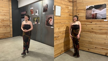 Kari durante la inauguración de su exposición de fotografía en Valladolid. (Imagen cedida)