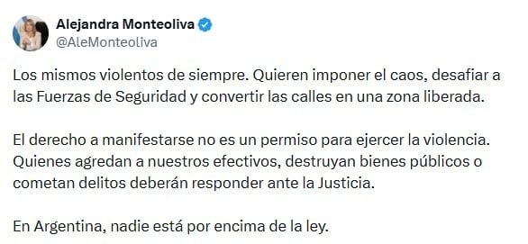 El posteo de Monteoliva