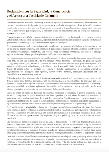 La iniciativa concluye que la seguridad y la justicia son derechos fundamentales que requieren instituciones transparentes, cercanas a la ciudadanía y comprometidas con la recuperación de la confianza pública - crédito suministrado a Infobae