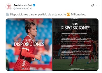 América informó que todas las tribunas del estadio Pascual Guerrero estarán habilitadas - crédito @AmericadeCali/X