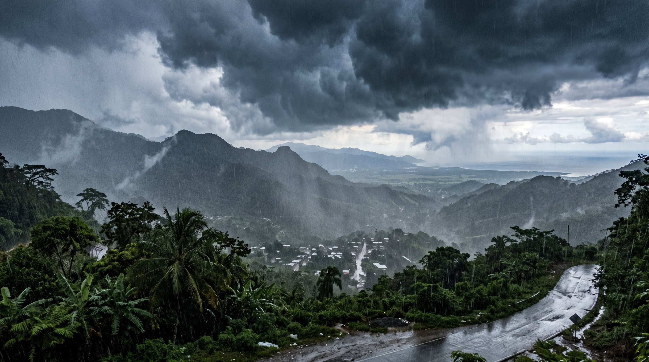 Una lluvia densa provocada por el paso de la onda tropical 37 cubre una zona montañosa y habitada en México. (Imagen Ilustrativa Infobae)