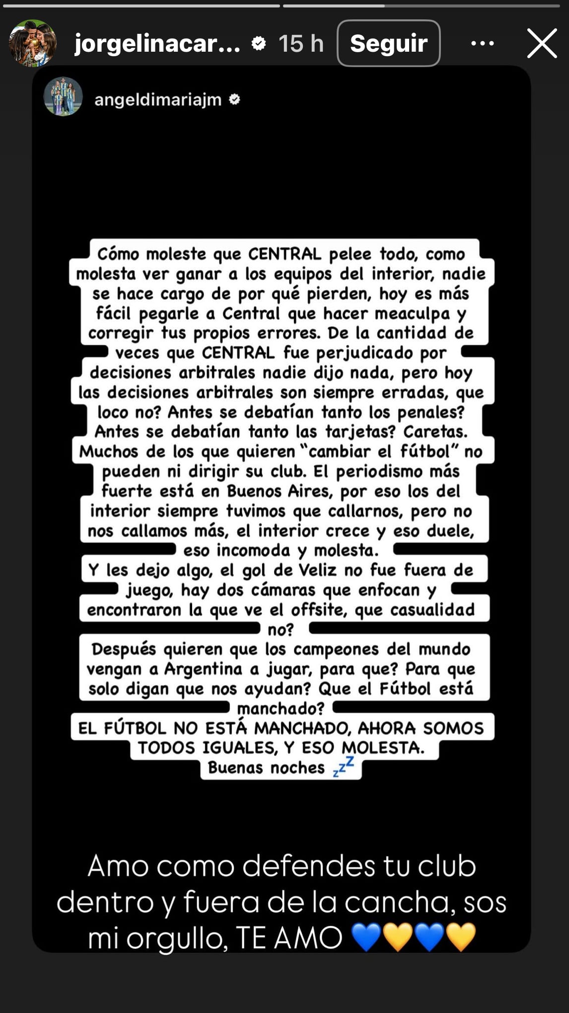 El respaldo de Jorgelina Cardoso