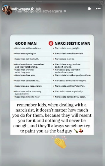 Sofía Vergara reposteó una publicación sobre los hombres narcisistas.