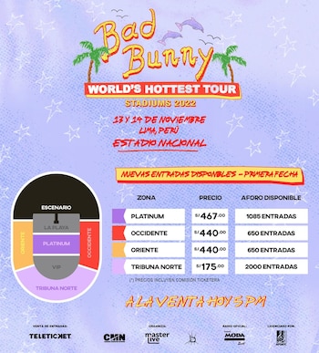 Entradas Bad Bunny, nuevo lote.