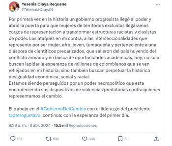 Ministra de Ciencias de Colombia
