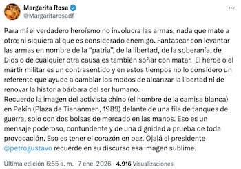 Margarita Rosa de Francisco opinó
