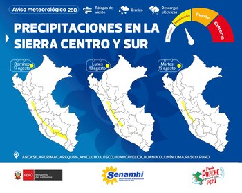 Sierra centro y sur registrará