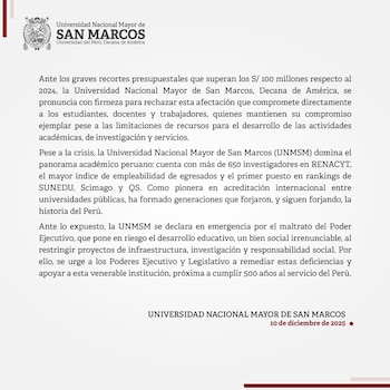 Comunicado de UNMSM