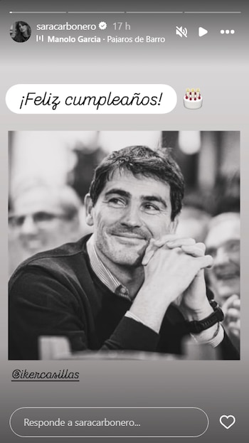 Storie de Sara Carbonero felicitando a Iker Casillas por su cumpleaños. (Instagram)