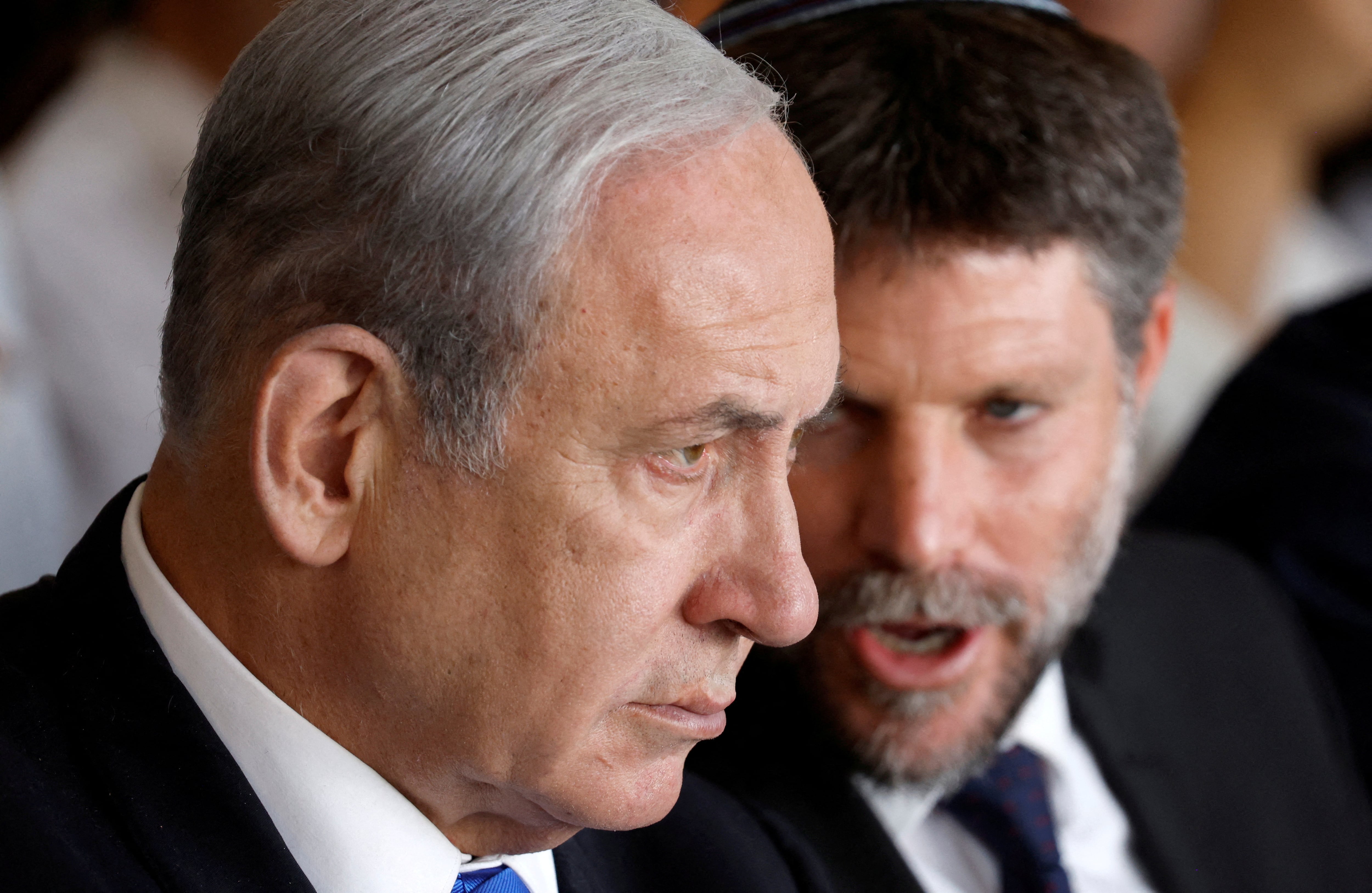 El primer ministro israelí, Benjamin Netanyahu, y el ministro de Finanzas israelí, Bezalel Smotrich (REUTERS)