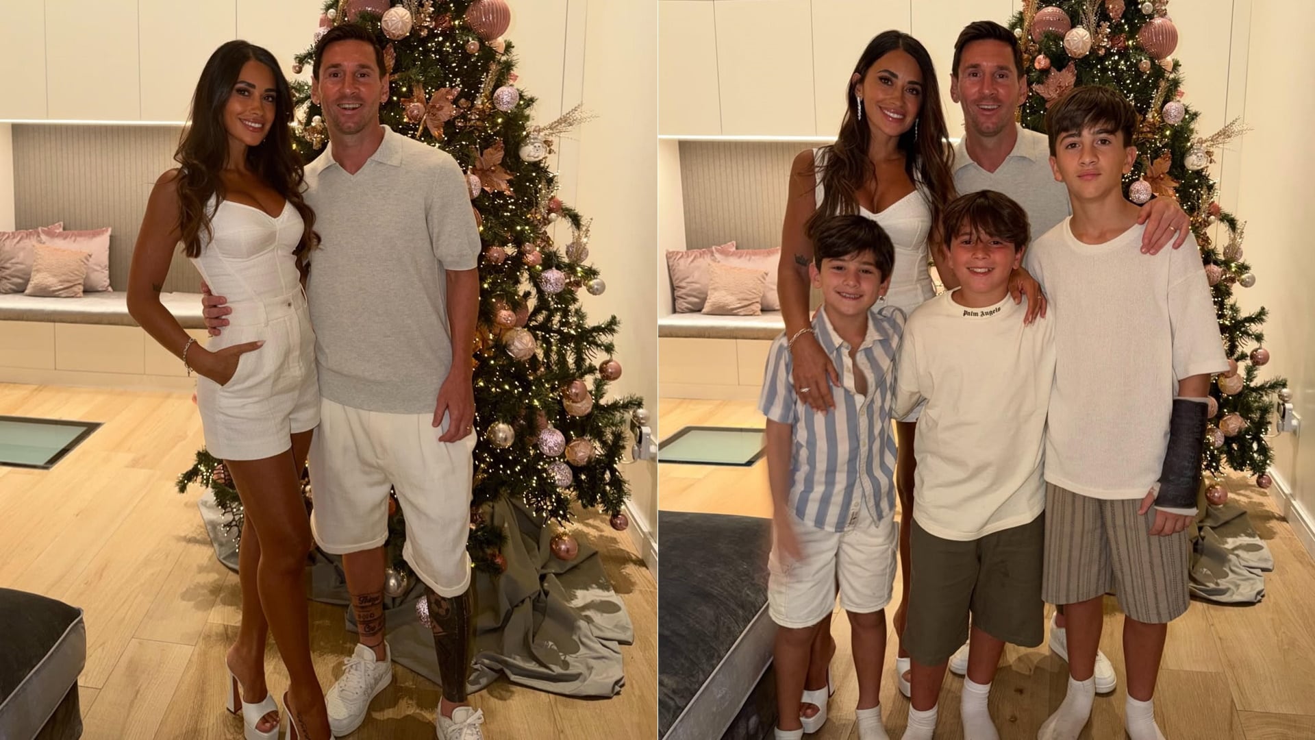 La foto familiar de Antonela Roccuzzo y Lionel Messi en las fiestas de fin de año (Instagram)