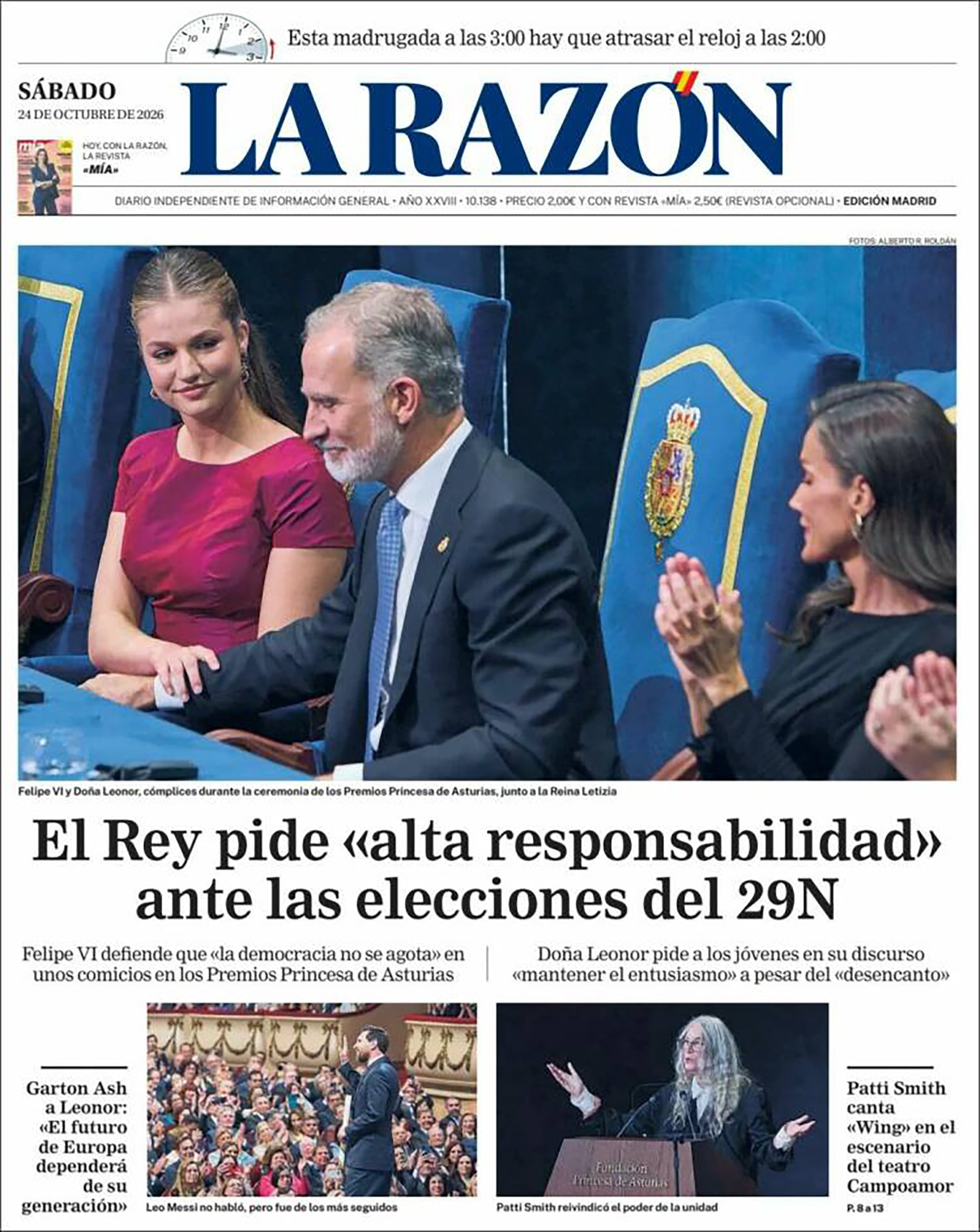 Messi, protagonista de las portadas tras recibir el Premio Princesa de Asturias