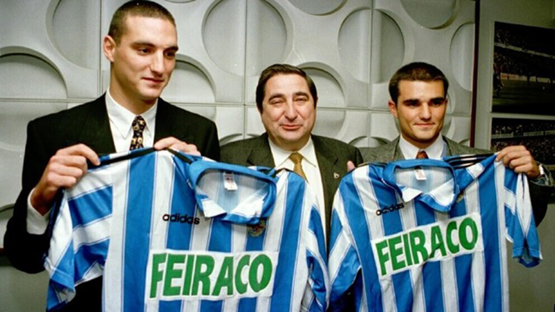 Lionel y Mauro Scaloni cuando llegaron a La Coruña.
