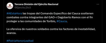 Enfrentamientos en Cauca contra la