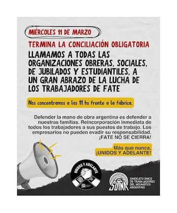 Un cartel de SUTNA sobre