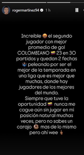 El delantero que ha pasado por clubes como el América de México y Racing Club - crédito Instagram/@Rogermartínez94