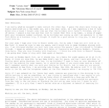 Correos entre Janet Larsen