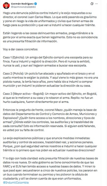 El mayor (r) Rodríguez compartió