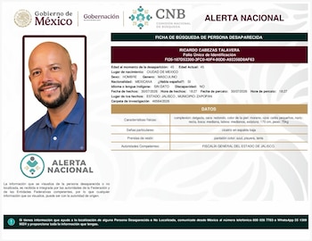 Ficha de búsqueda de Ricardo Cabezas Talavera. (CNB)