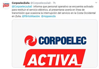 El tuit de Corpoelec