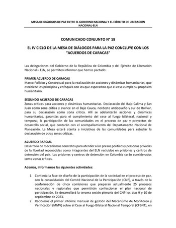 Comunicado de las delegaciones del
